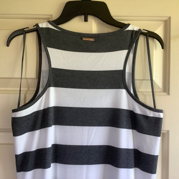 Michael Kors Sleeveless Wide Striped Maxi Dress Grey White SZ XL - Picture 10 of 13